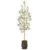 74” Olive Artificial Tree In Ribbed Metal Planter