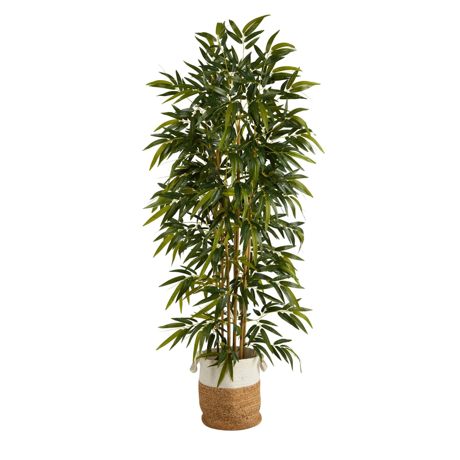 75” Bamboo Artificial Tree In Handmade Natural Jute And Cotton Planter 1 75” Bamboo Artificial Tree In Handmade Natural Jute And Cotton Planter