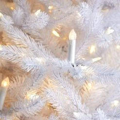 7.5' Candle Lit White Artificial Christmas Tree With 900 LED “Candle Lights” And 1703 Bendable Branches -Artificial Trees Store artificial 75 candle lit white artificial christmas tree with 900 led candle lights and 1703 bendable branches nearly natural 297916
