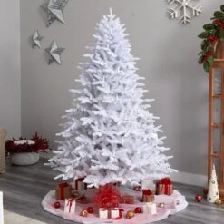 7.5' Candle Lit White Artificial Christmas Tree With 900 LED “Candle Lights” And 1703 Bendable Branches -Artificial Trees Store artificial 75 candle lit white artificial christmas tree with 900 led candle lights and 1703 bendable branches nearly natural 737666