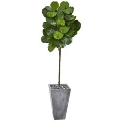 75” Fiddle Leaf Artificial Tree In Cement Planter