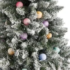 7.5' Flocked British Columbia Mountain Fir Artificial Christmas Tree With 95 Multi Color Globe Bulbs And 1113 Branches -Artificial Trees Store artificial 75 flocked british columbia mountain fir tree with 95 multi color globe bulbs and 1113 branches nearly natural 905183