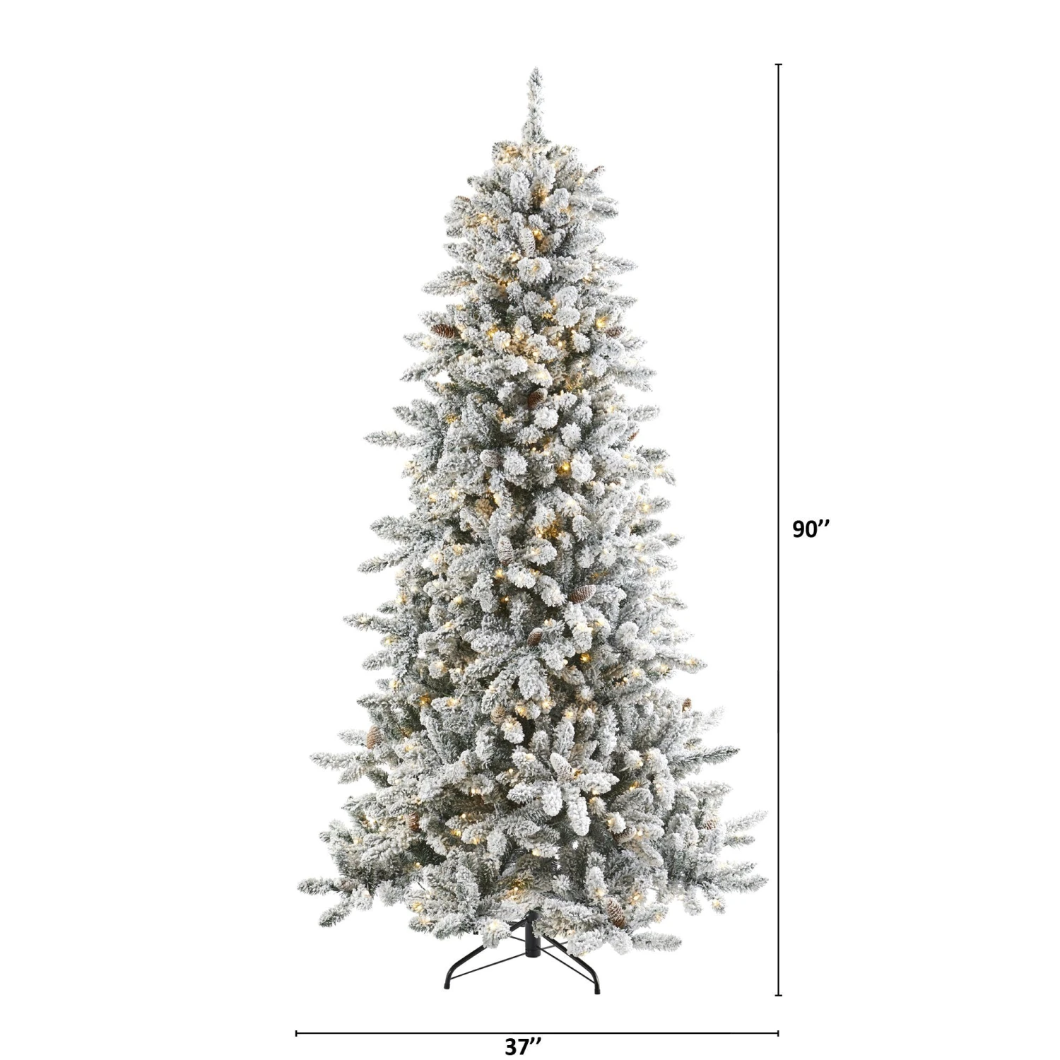 7.5’ Flocked Livingston Fir Artificial Christmas Tree With Pine Cones And 500 Clear Warm LED Lights 2 7.5’ Flocked Livingston Fir Artificial Christmas Tree With Pine Cones And 500 Clear Warm LED Lights - Image 2