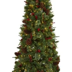7.5’ Norway Mixed Pine Artificial Christmas Tree With 450 Clear LED Lights, Pine Cones And Berries -Artificial Trees Store artificial 75 norway mixed pine artificial christmas tree with 450 clear led lights pine cones and berries nearly natural 492895