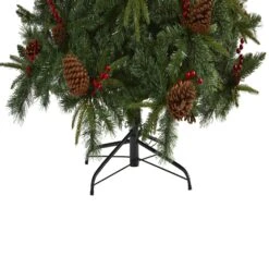 7.5’ Norway Mixed Pine Artificial Christmas Tree With 450 Clear LED Lights, Pine Cones And Berries -Artificial Trees Store artificial 75 norway mixed pine artificial christmas tree with 450 clear led lights pine cones and berries nearly natural 617746