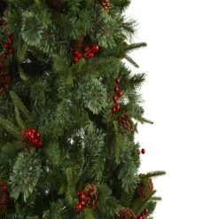 7.5’ Norway Mixed Pine Artificial Christmas Tree With 450 Clear LED Lights, Pine Cones And Berries -Artificial Trees Store artificial 75 norway mixed pine artificial christmas tree with 450 clear led lights pine cones and berries nearly natural 975220