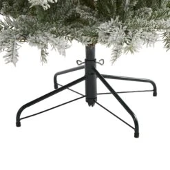 7.5’ Slim Flocked Nova Scotia Spruce Artificial Christmas Tree With 450 Warm White LED Lights And 909 Bendable Branches -Artificial Trees Store artificial 75 slim flocked nova scotia spruce artificial christmas tree with 450 warm white led lights and 90 nearly natural 817144