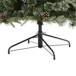 7.5’ Snowed Tipped Clermont Mixed Pine Artificial Christmas Tree With 600 Clear LED Lights, Pine Cones And 1784 Bendable Branches -Artificial Trees Store artificial 75 snowed tipped clermont mixed pine artificial christmas tree with 600 clear led lights pine con nearly natural 652852