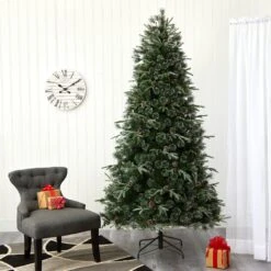 7.5’ Snowed Tipped Clermont Mixed Pine Artificial Christmas Tree With 600 Clear LED Lights, Pine Cones And 1784 Bendable Branches -Artificial Trees Store artificial 75 snowed tipped clermont mixed pine artificial christmas tree with 600 clear led lights pine cones and 1784 bendable branches nearly natural 666803