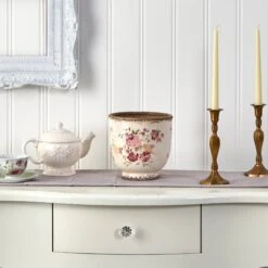 7.5” Tuscan Ceramic Floral Print Planter -Artificial Trees Store artificial 75 tuscan ceramic floral print planter nearly natural 529641