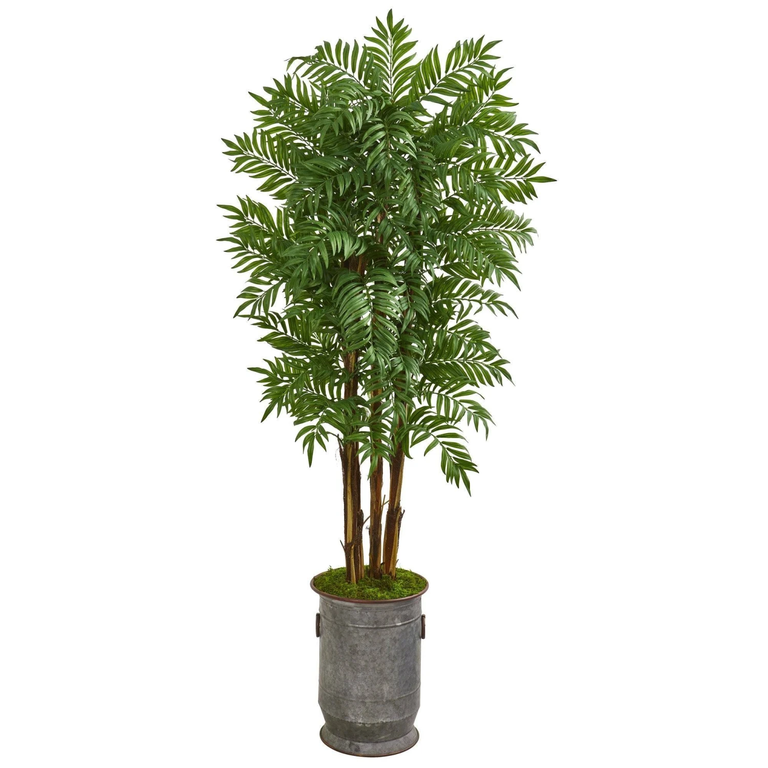 76” Parlour Artificial Palm Tree In Copper Trimmed Metal Planter 1 76” Parlour Artificial Palm Tree In Copper Trimmed Metal Planter