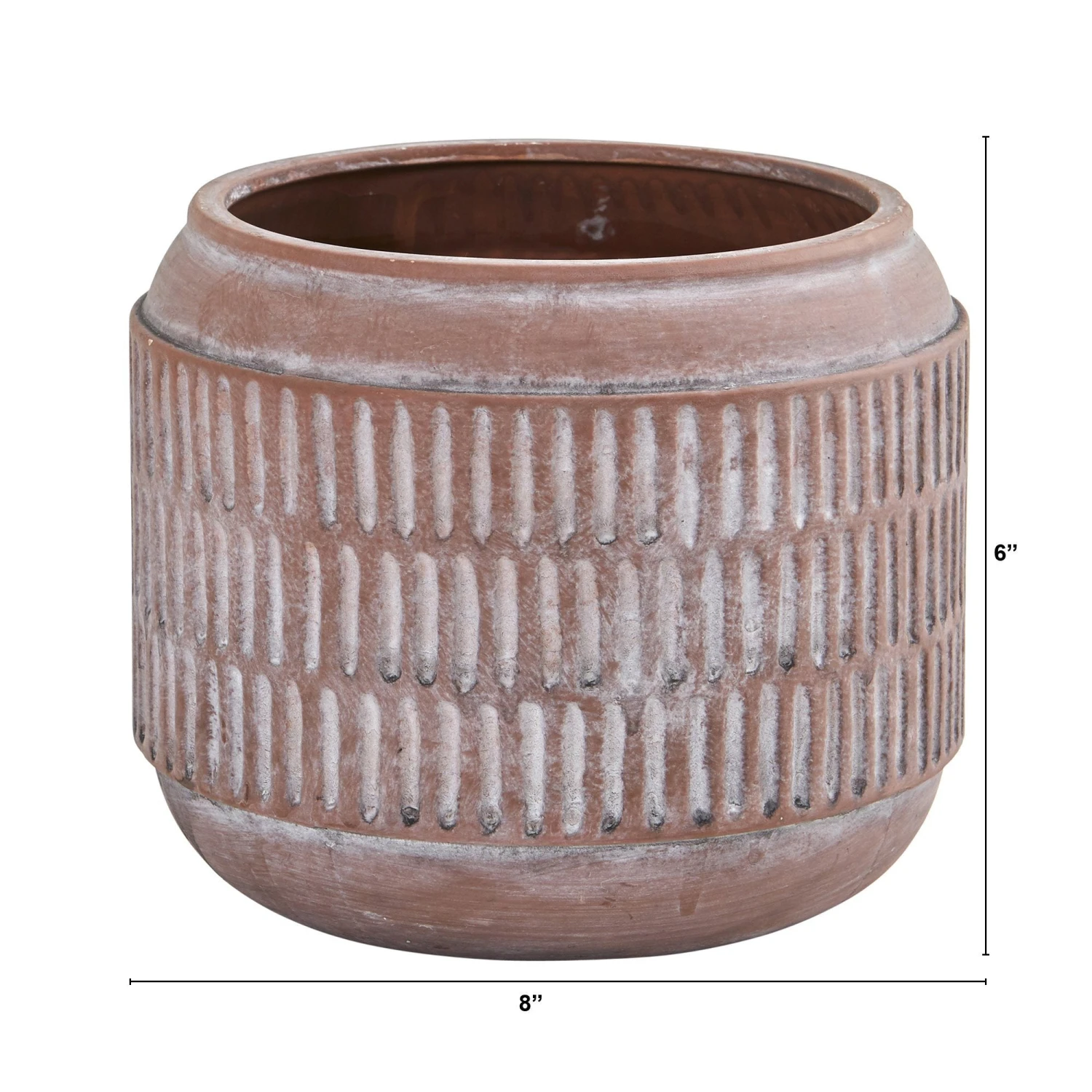 8” Boho Chic Ceramic Embossed Planter 2 8” Boho Chic Ceramic Embossed Planter - Image 2