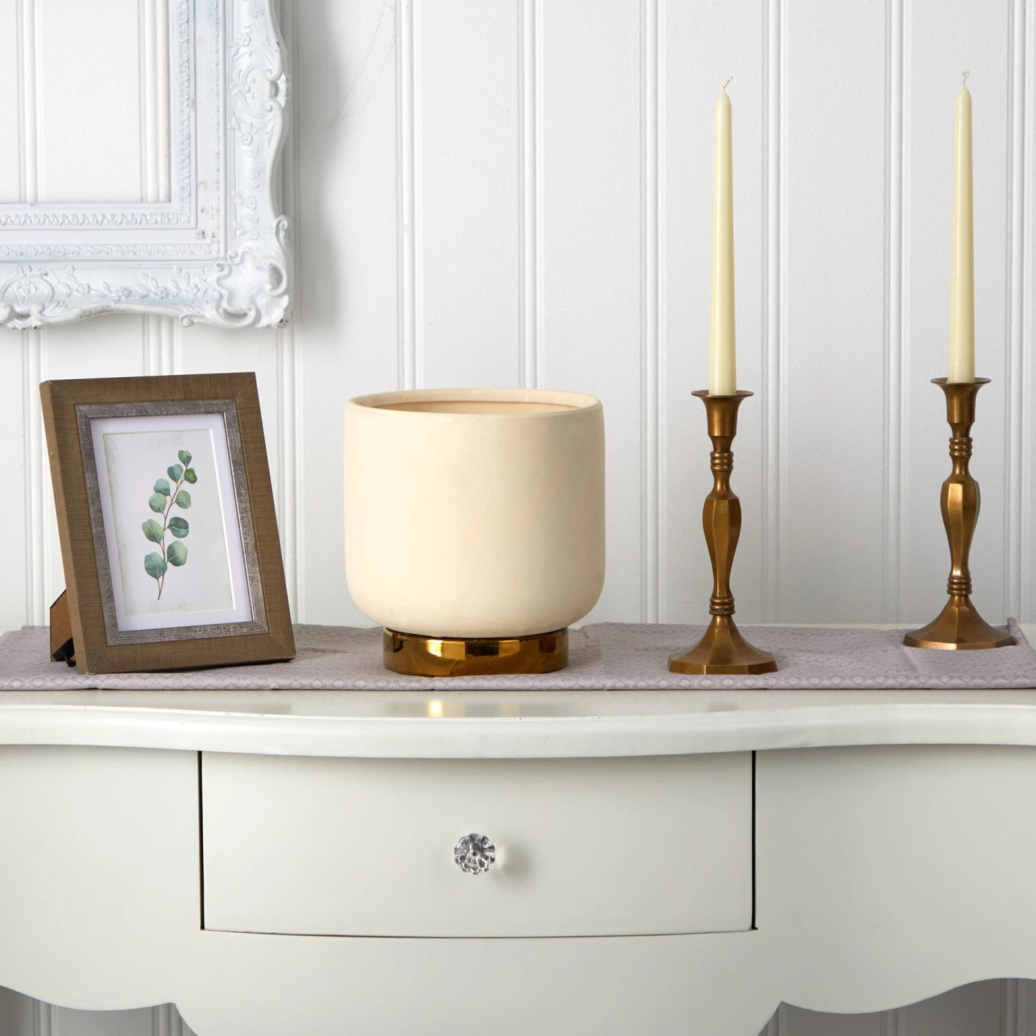 8” Elegance Ceramic Planter With Gold Accents 3 8” Elegance Ceramic Planter With Gold Accents - Image 3