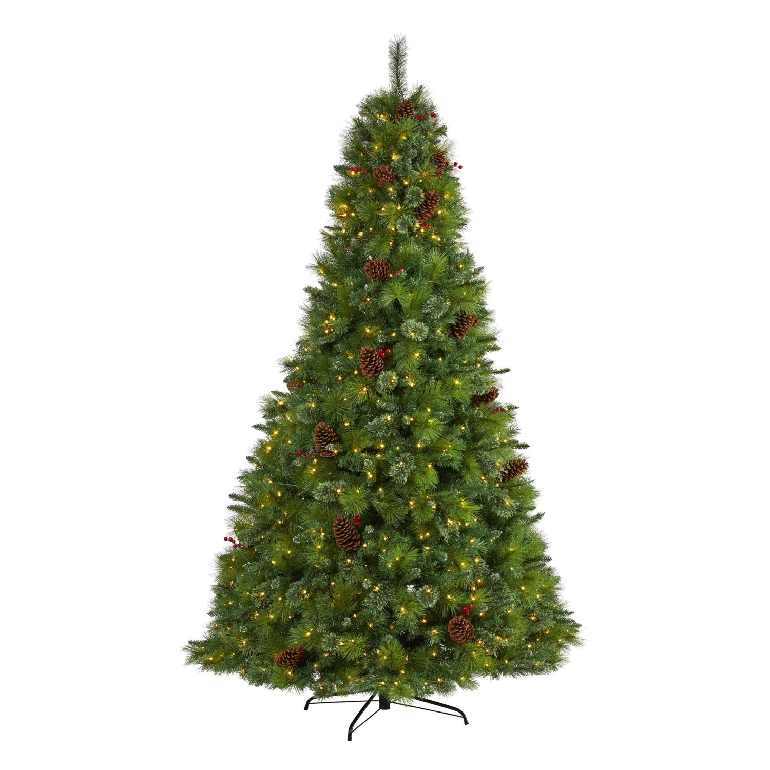 8’ Montana Mixed Pine Artificial Christmas Tree With Pine Cones, Berries And 700 Clear LED Lights 1 8’ Montana Mixed Pine Artificial Christmas Tree With Pine Cones, Berries And 700 Clear LED Lights