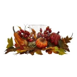 8" Pumpkin, Gourd, Berry And Maple Leaf Artificial Arrangement Candelabrum" -Artificial Trees Store artificial 8 pumpkin gourd berry and maple leaf artificial arrangement candelabrum nearly natural 640452