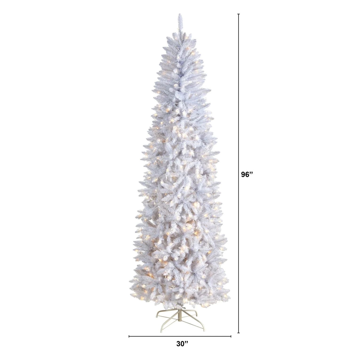 8’ Slim White Artificial Christmas Tree With 400 Warm White LED Lights And 1348 Bendable Branches 2 8’ Slim White Artificial Christmas Tree With 400 Warm White LED Lights And 1348 Bendable Branches - Image 2