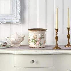 8” Tuscan Ceramic Floral Print Planter -Artificial Trees Store artificial 8 tuscan ceramic floral print planter nearly natural 723999