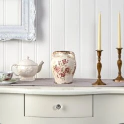 8” Tuscan Ceramic Floral Print Vase -Artificial Trees Store artificial 8 tuscan ceramic floral print vase nearly natural 194209