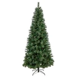 8’ Wisconsin Slim Snow Tip Pine Christmas Tree With 600 Clear LED Lights And 908 Bendable Branches -Artificial Trees Store artificial 8 wisconsin slim snow tip pine christmas tree with 600 clear led lights and 908 bendable branches nearly natural 938439