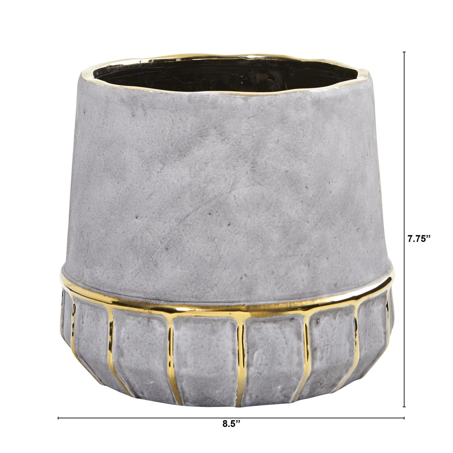 8.5” Regal Stone Decorative Planter With Gold Accents 2 8.5” Regal Stone Decorative Planter With Gold Accents - Image 2