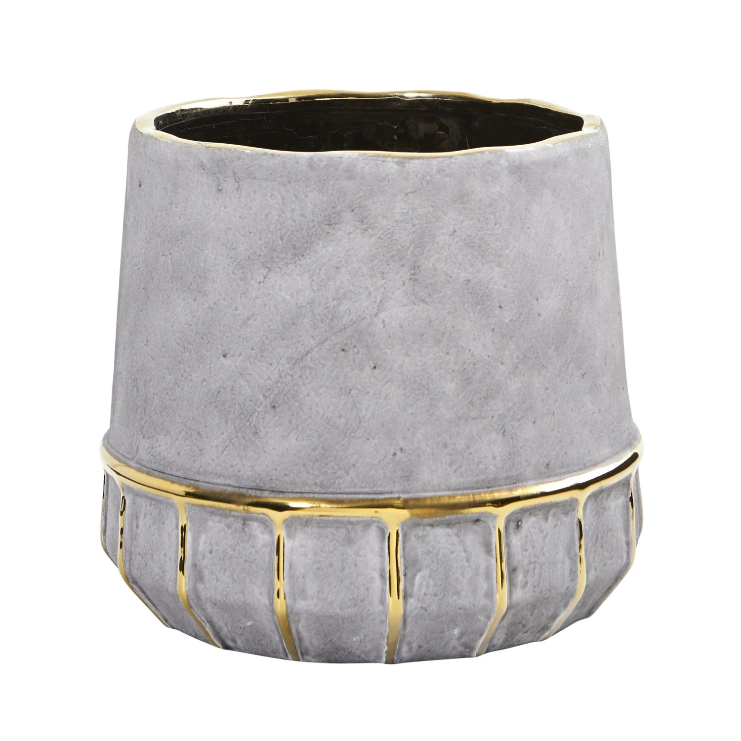 8.5” Regal Stone Decorative Planter With Gold Accents 1 8.5” Regal Stone Decorative Planter With Gold Accents