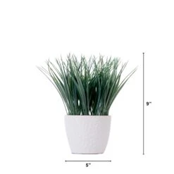 9" Artificial Grass Plant With Decorative Planter -Artificial Trees Store artificial 9 artificial grass plant with decorative planter plant nearly natural 377756