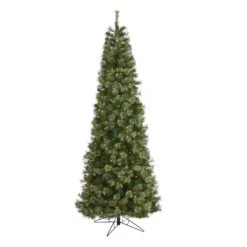 9' Cashmere Slim Artificial Christmas Tree With 550 Warm White Lights And 1308 Bendable Branches