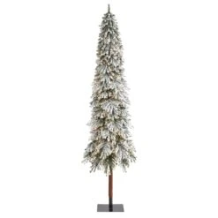 9’ Flocked Grand Alpine Artificial Christmas Tree With 600 Lights And 1183 Branches On Natural Trunk
