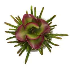 9” Mixed Succulent Artificial Plant In Weathered Oak Planter -Artificial Trees Store artificial 9 mixed succulent artificial plant in weathered oak planter nearly natural 899359