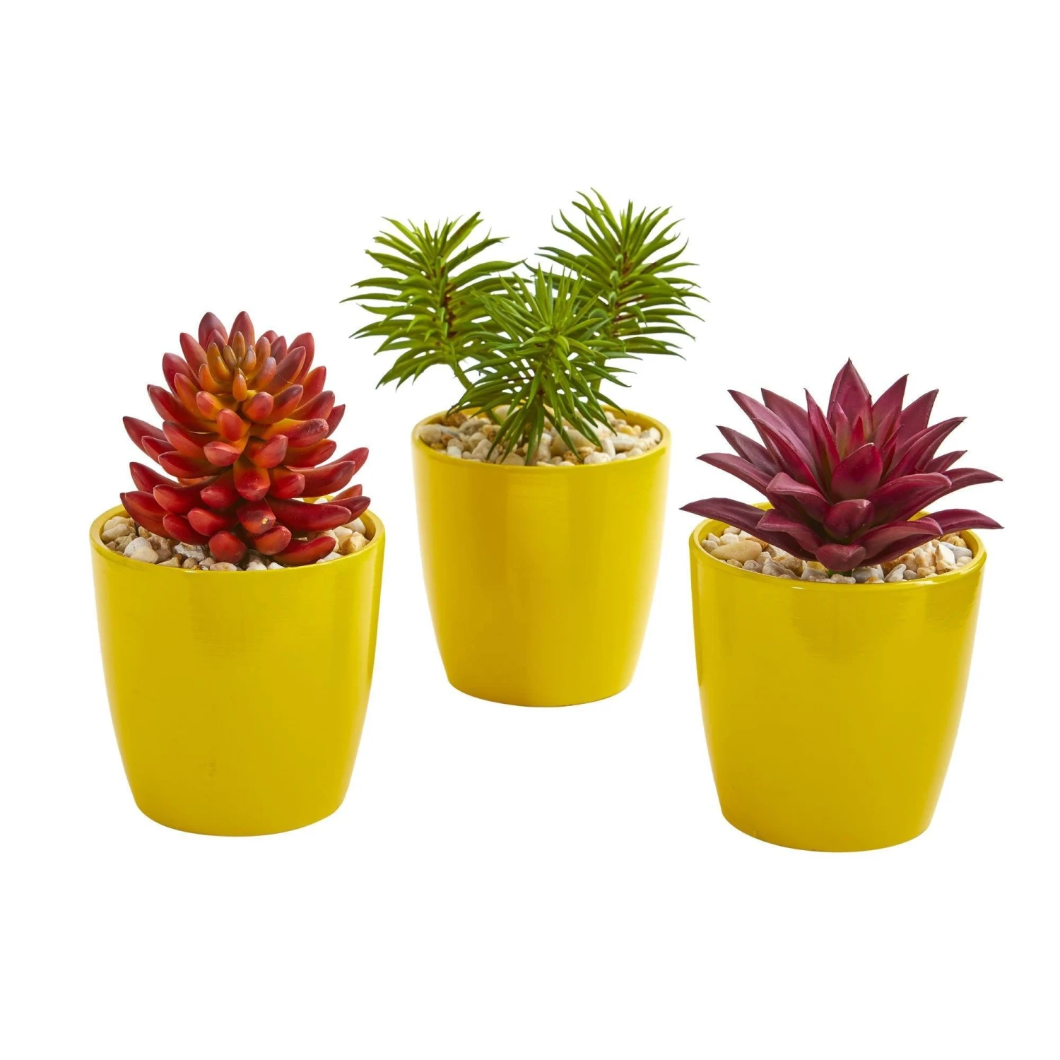 9” Mixed Succulent Artificial Plant In Yellow Vase (Set Of 3) 1 9” Mixed Succulent Artificial Plant In Yellow Vase (Set Of 3)
