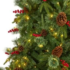 9’ Norway Mixed Pine Artificial Christmas Tree With 650 Clear LED Lights, Pine Cones And Berries -Artificial Trees Store artificial 9 norway mixed pine artificial christmas tree with 650 clear led lights pine cones and berries nearly natural 183418