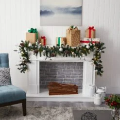 9’ Ornament And Pinecone Artificial Christmas Garland With 50 Clear LED Lights -Artificial Trees Store artificial 9 ornament and pinecone artificial christmas garland with 50 clear led lights nearly natural 235294