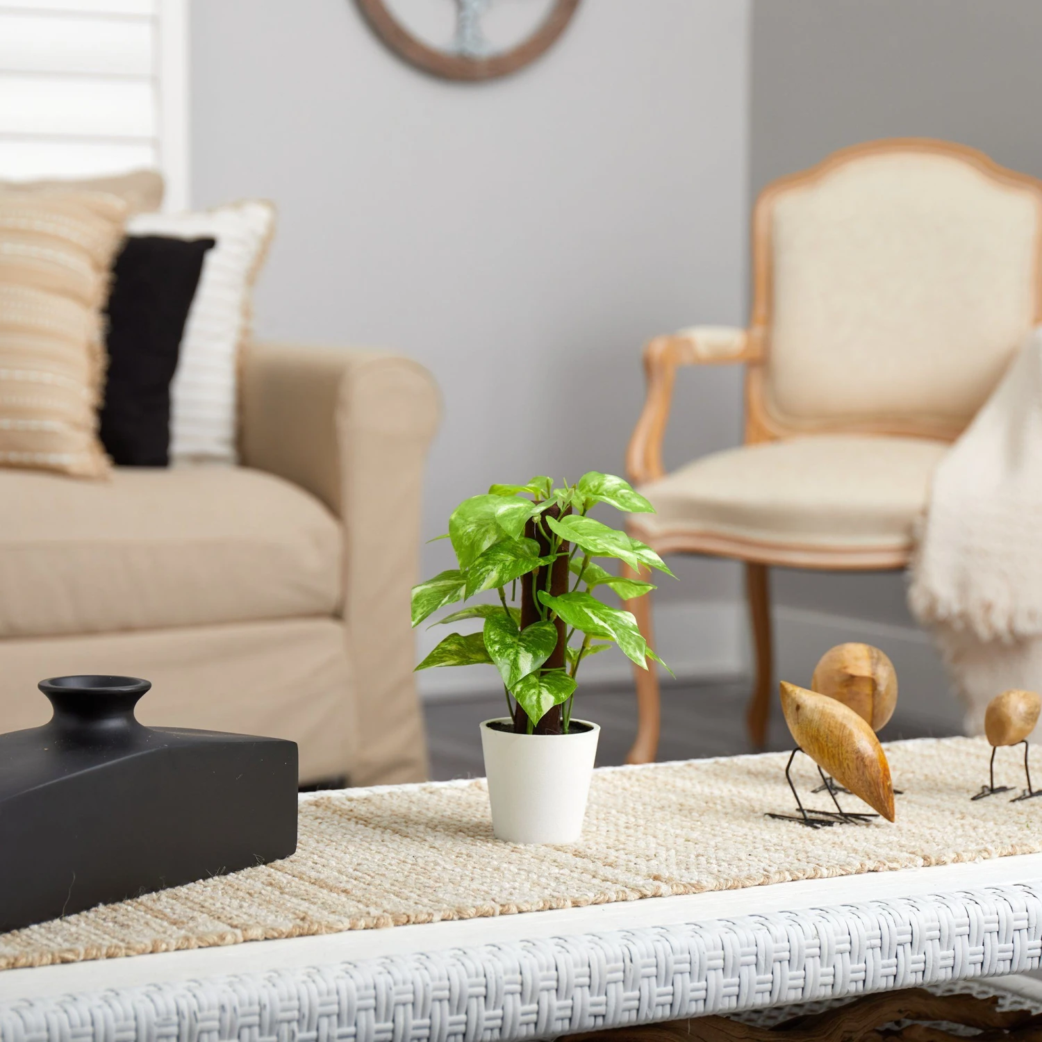 9” Artificial Pothos Plant In White Planter (Real Touch) 4 9” Artificial Pothos Plant In White Planter (Real Touch) - Image 4