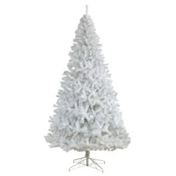 9' White Artificial Christmas Tree With 1860 Bendable Branches And 650 LED Lights -Artificial Trees Store artificial 9 white artificial christmas tree with 1860 bendable branches and 650 led lights nearly natural 782907