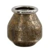 9.5” Textured Bronze Vase With Silver Rim