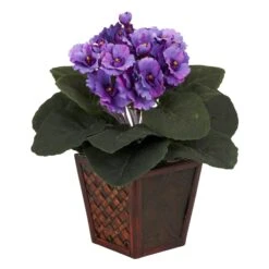 African Violet W/Vase Silk Plant (Set Of 2) -Artificial Trees Store artificial african violet wvase silk plant set of 2 nearly natural 445674