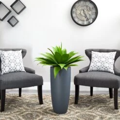 Agave In Gray Cylinder Planter -Artificial Trees Store artificial agave in gray cylinder planter nearly natural 473291