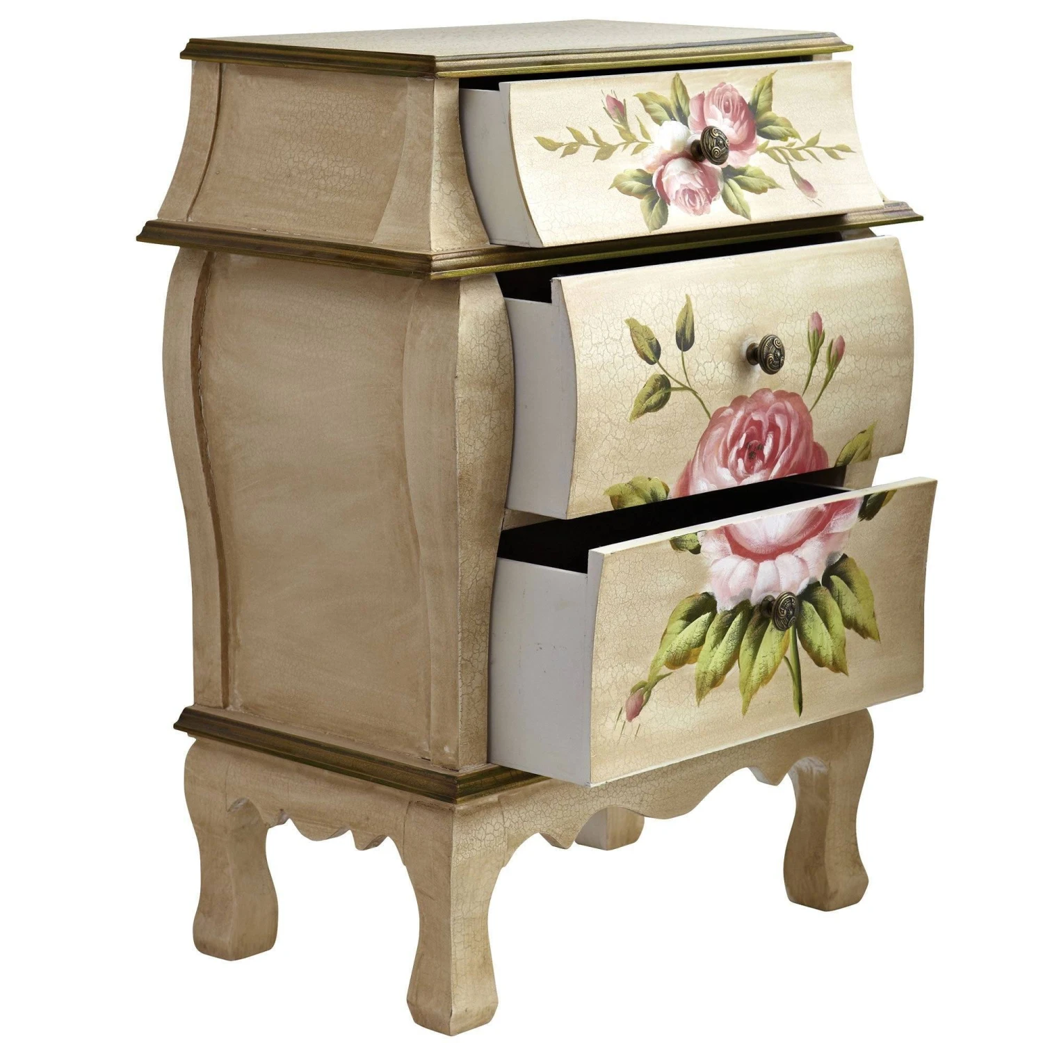 Antique Night Stand W/Floral Art 2 Antique Night Stand W/Floral Art - Image 2