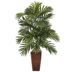 Areca Palm W/Bamboo Vase Silk Plant