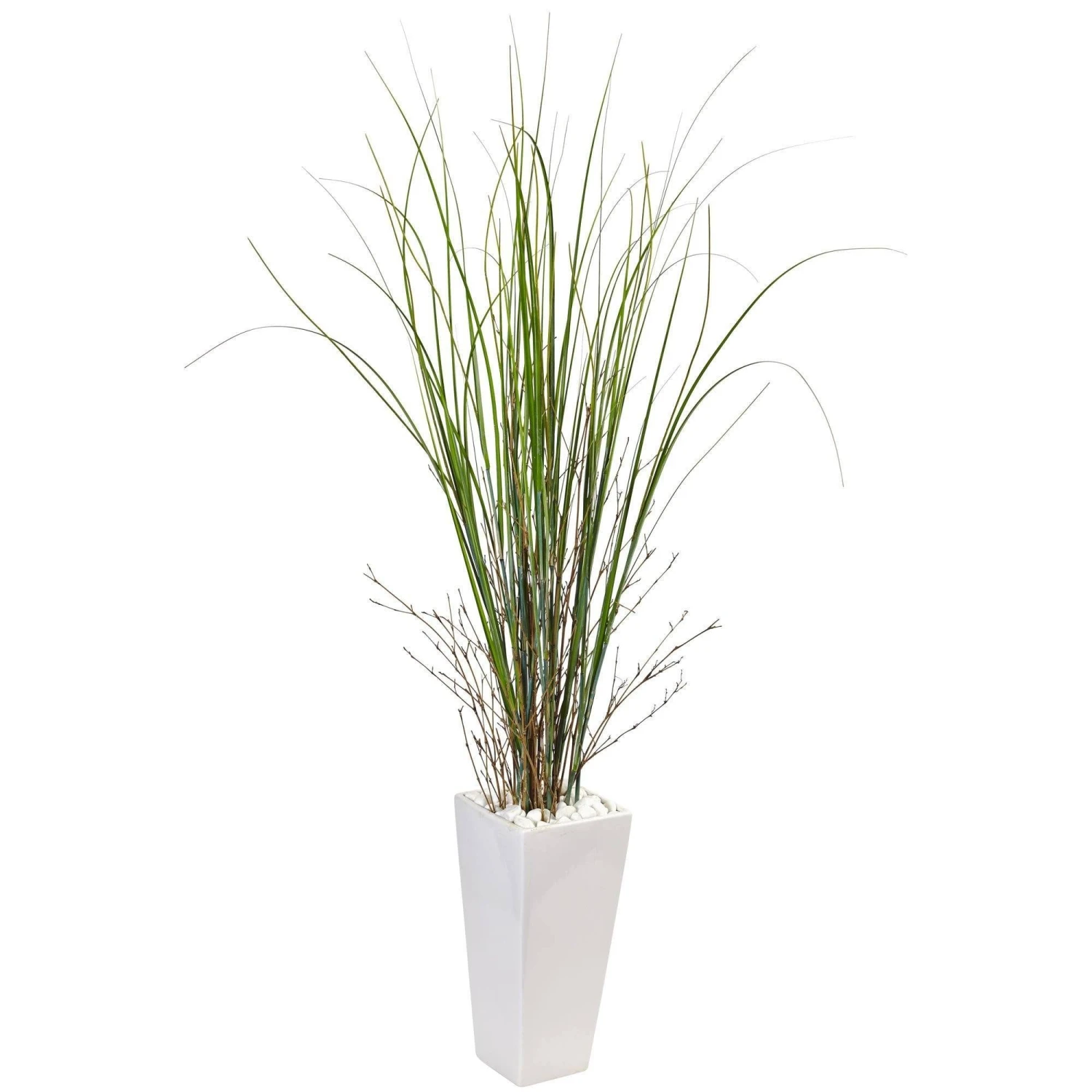 Bamboo Grass In White Tower Ceramic 1 Bamboo Grass In White Tower Ceramic