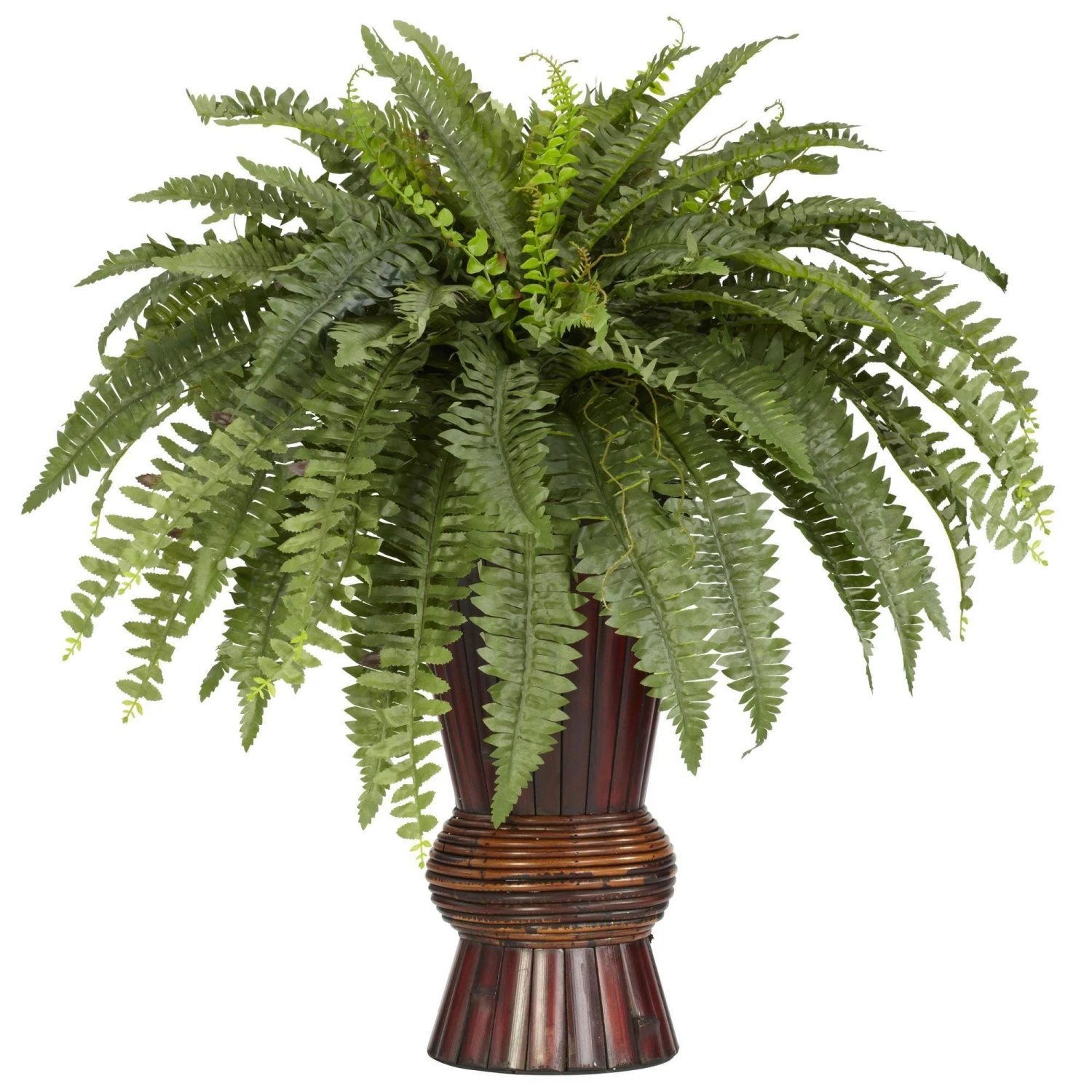 Boston Fern W/Bamboo Vase Silk Plant 1 Boston Fern W/Bamboo Vase Silk Plant