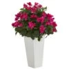 31" Bougainvillea Artificial Plant In White Tower Planter"