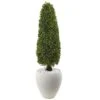 Boxwood Topiary With White Planter UV Resistant (Indoor/Outdoor)