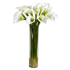Calla Lilly W/Cylinder Silk Flower Arrangement