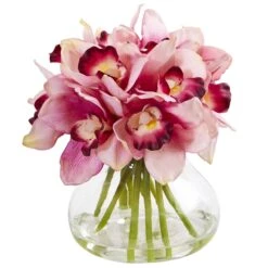 Cymbidium Silk Orchid Artificial Arrangement In Glass Vase 7 Cymbidium Silk Orchid Artificial Arrangement In Glass Vase -Artificial Trees Store artificial cymbidium orchid artificial arrangement in glass vase nearly natural pink 317957