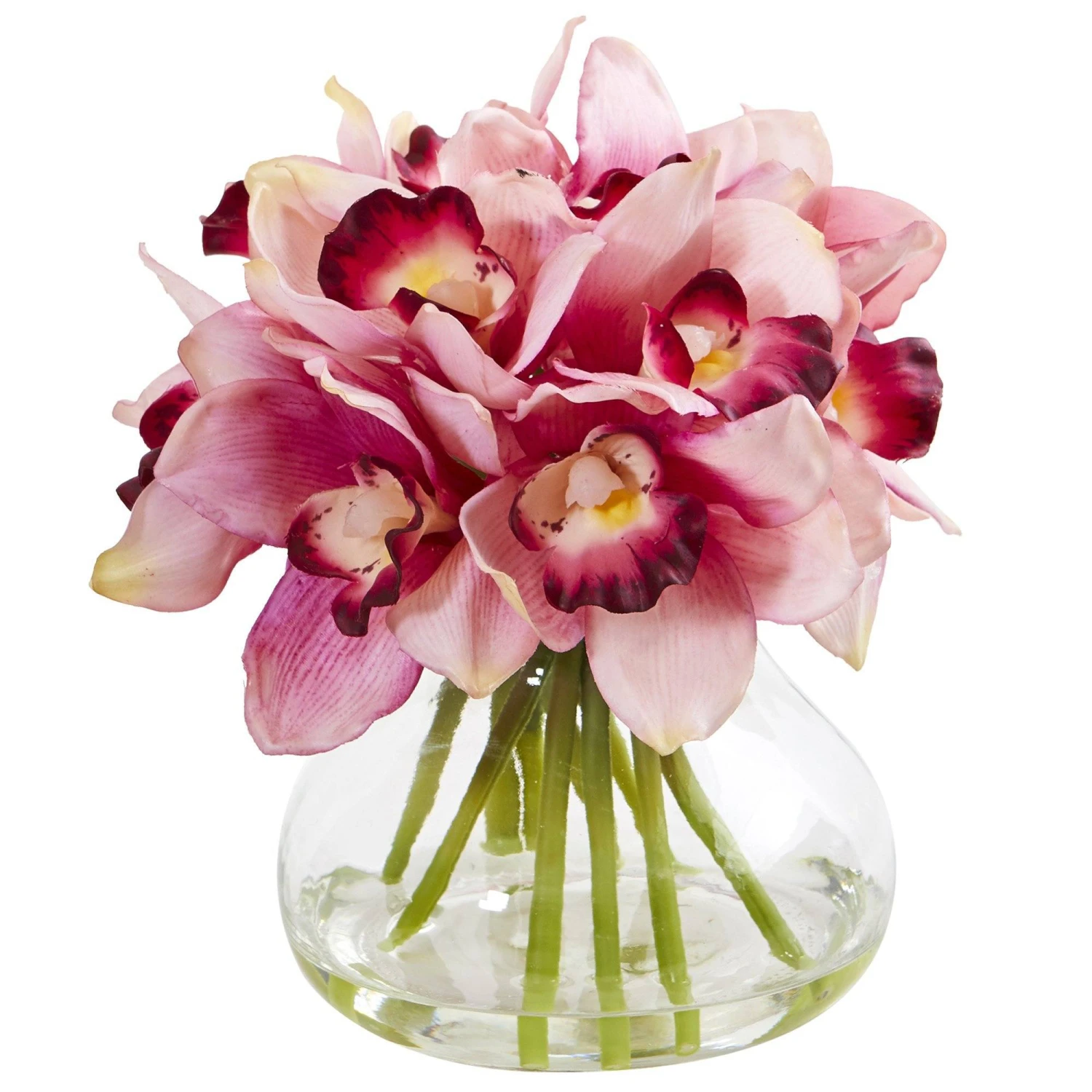 Cymbidium Silk Orchid Artificial Arrangement In Glass Vase 3 Cymbidium Silk Orchid Artificial Arrangement In Glass Vase - Image 3