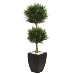 Cypress Topiary With Black Planter UV Resistant (Indoor/Outdoor)