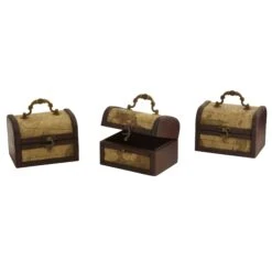 Decorative Chest W/Map (Set Of 3)