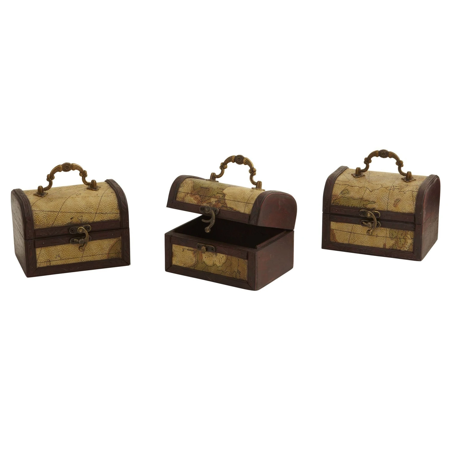 Decorative Chest W/Map (Set Of 3) 1 Decorative Chest W/Map (Set Of 3)