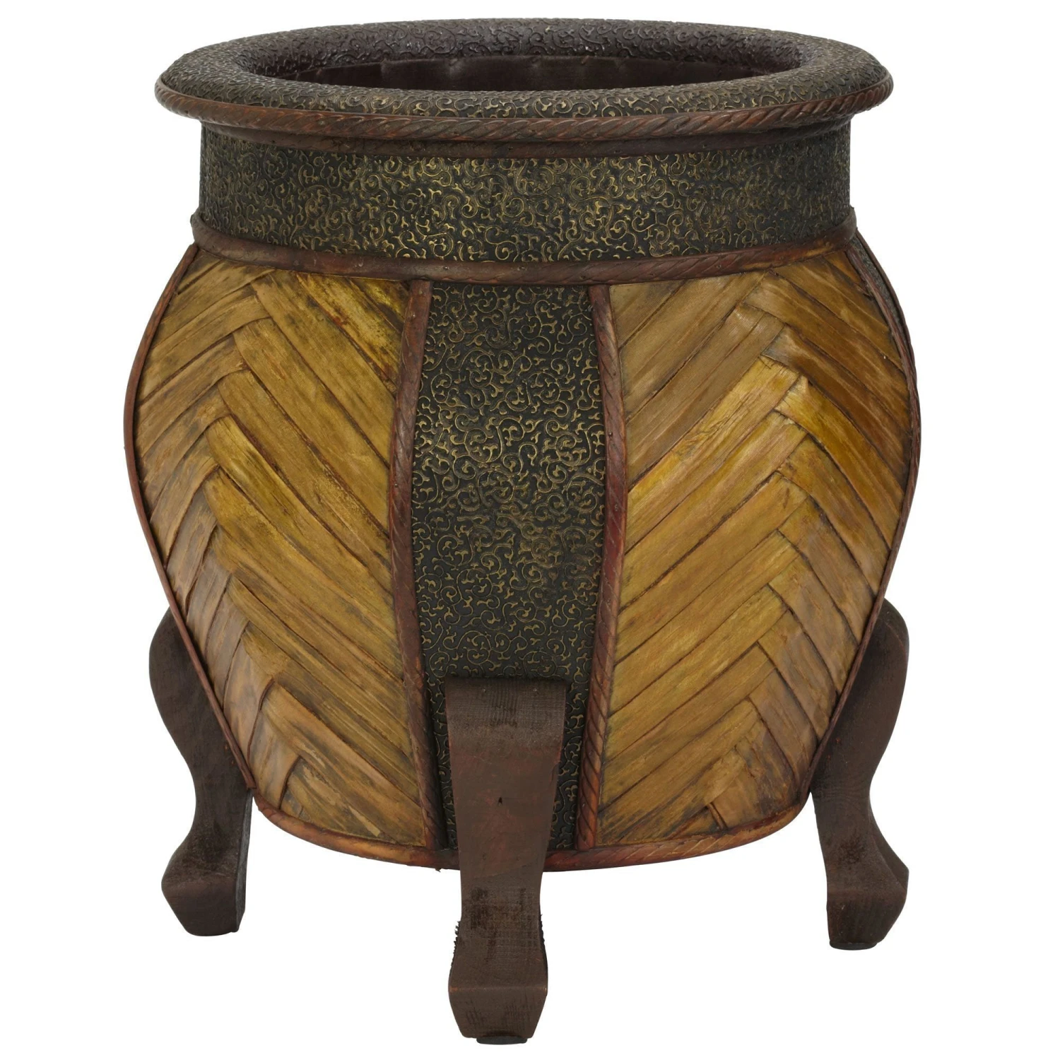 Decorative Rounded Wood Planters (Set Of 2) 3 Decorative Rounded Wood Planters (Set Of 2) - Image 3